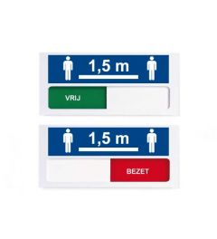 Carteles deslizantes | Mantener distancia| Hombres | 120 x 55 mm | Blanco